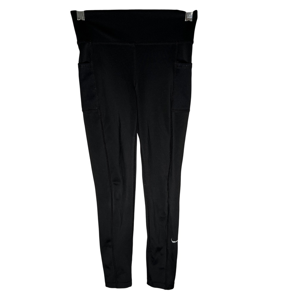 Nike Dri Fit Girls Black Athletic Leggings Size S Pockets Workout Gym Pants